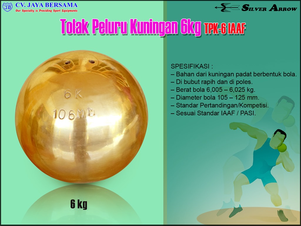 Tolak Peluru Kuningan 6kg TPK-6 IAAF - DISTRIBUTOR OLAHRAGA